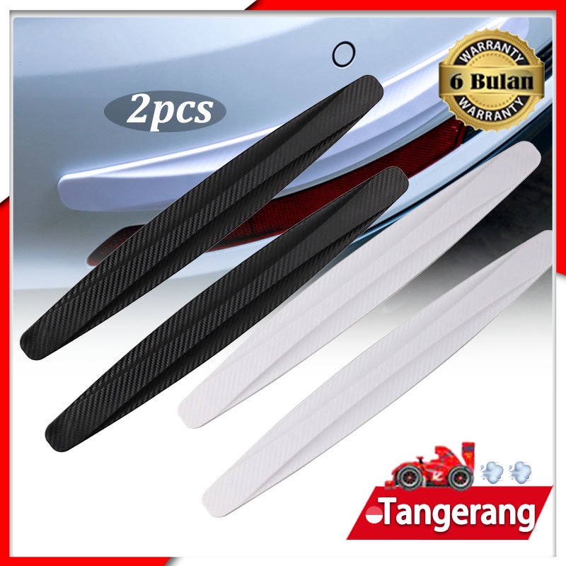 2pcs Pelindung Bamper Mobil Carbon / Pelindung Bumper Depan / Pelindung Bumper Belakang