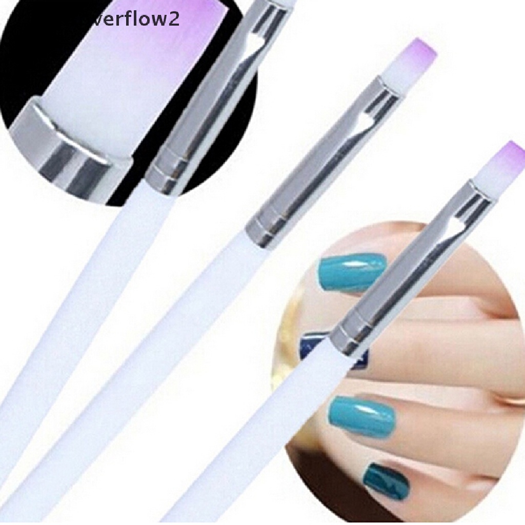 (lightoverflow2) 2pcs / Set Brush Kutek Gel UV Akrilik Untuk Nail Art / Manicure DIY