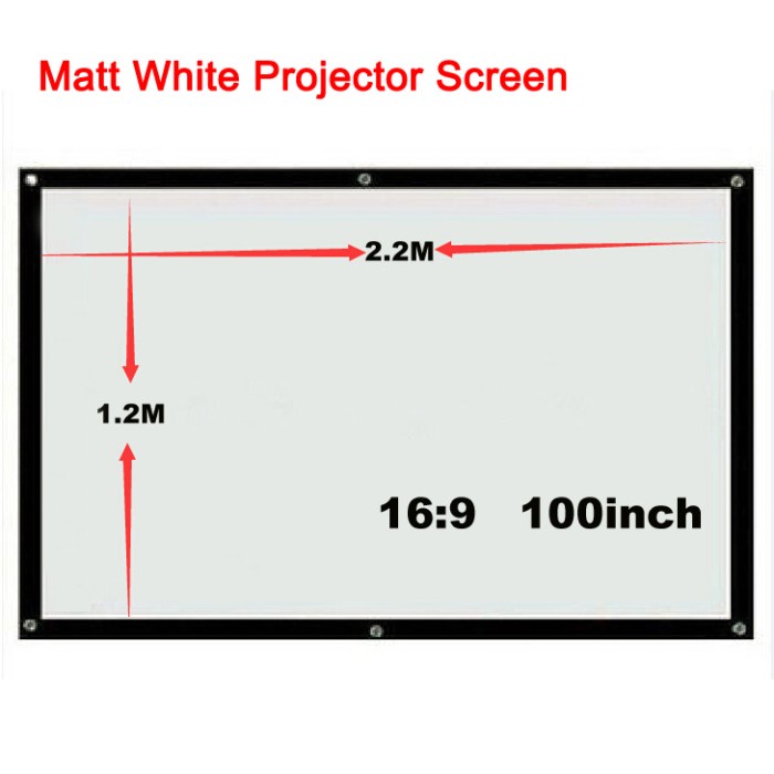 

Premium Layar Proyektor 100 Inch, Ukuran 120 X 220 Cm (Screen Projector)