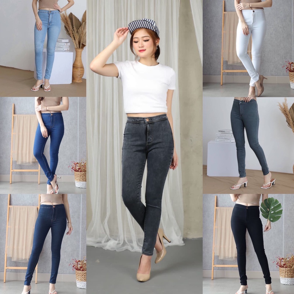 CELANA WANITA UKURAN NORMAL &amp; JUMBO HW BASIC PLAIN JEANS