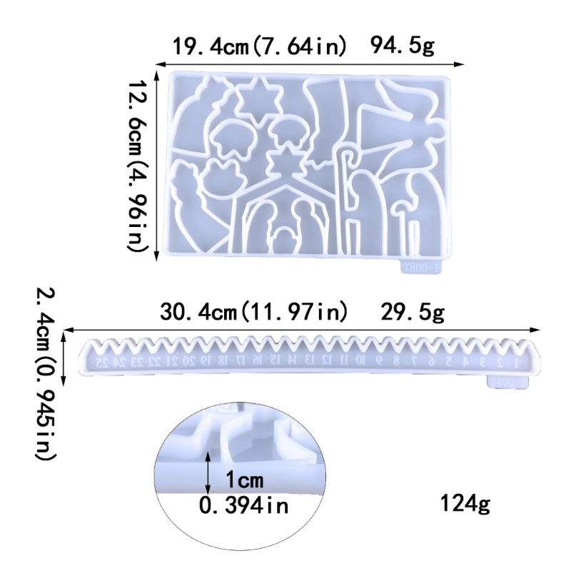 Siy 2Pcs Cetakan Resin Bentuk Kalender Advent Natal Bahan Silikon