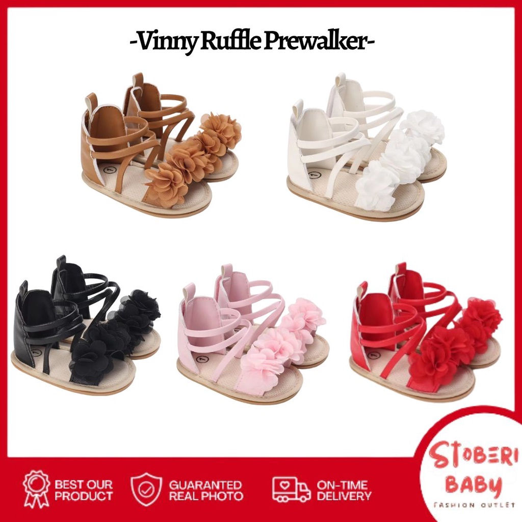 PUNCAK 3.3 stoberi baby - PREWALKER Sepatu Anak Bayi Baby Shoes Sandal Casual Socks Anti Slip Bahan Import / VINNY RUFFLE