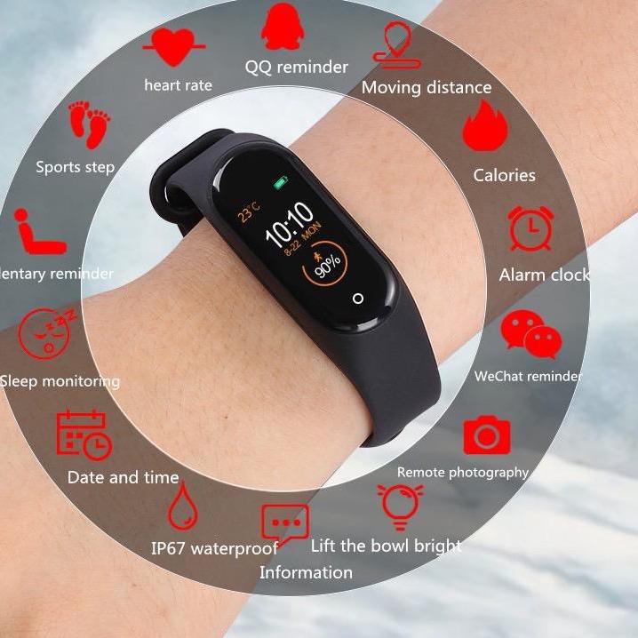 NEW142SGS Dennos M4 Smartwatch Mi Band Jam Tangan M2 M3 Bluetooth Sport Heart Rate Monitor Super ban