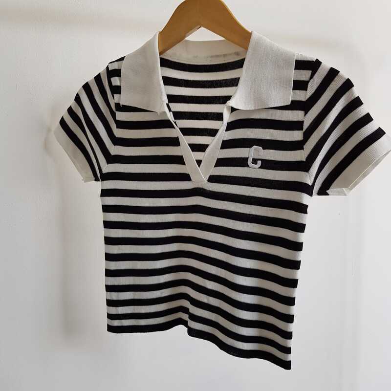 RYX - Tight CC Korean Polo T-Shirt Crop Top V-Neck Wanita Fashion Casual / Jalan-Jalan - Ori Import