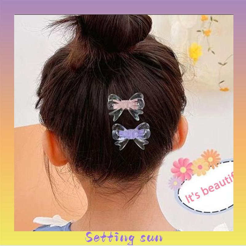 Jepit Rambut Busur Transparan Kristal  Klip Mini Warna Permen  Lucu Klip Poni Samping Anak TN