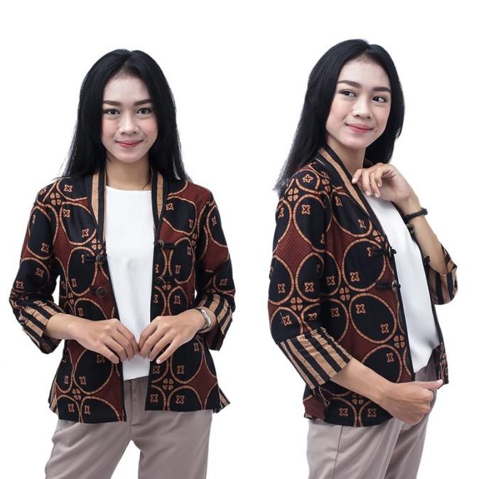 Bolero Batik Wanita Blouse - Semi Blazer Batik Kekinian Lengan 7/8