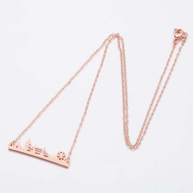 2022 Kalung Rantai Klavikula Desain Jembatan Roda Air Kecil Gaya Eropa Amerika Untuk Wanita