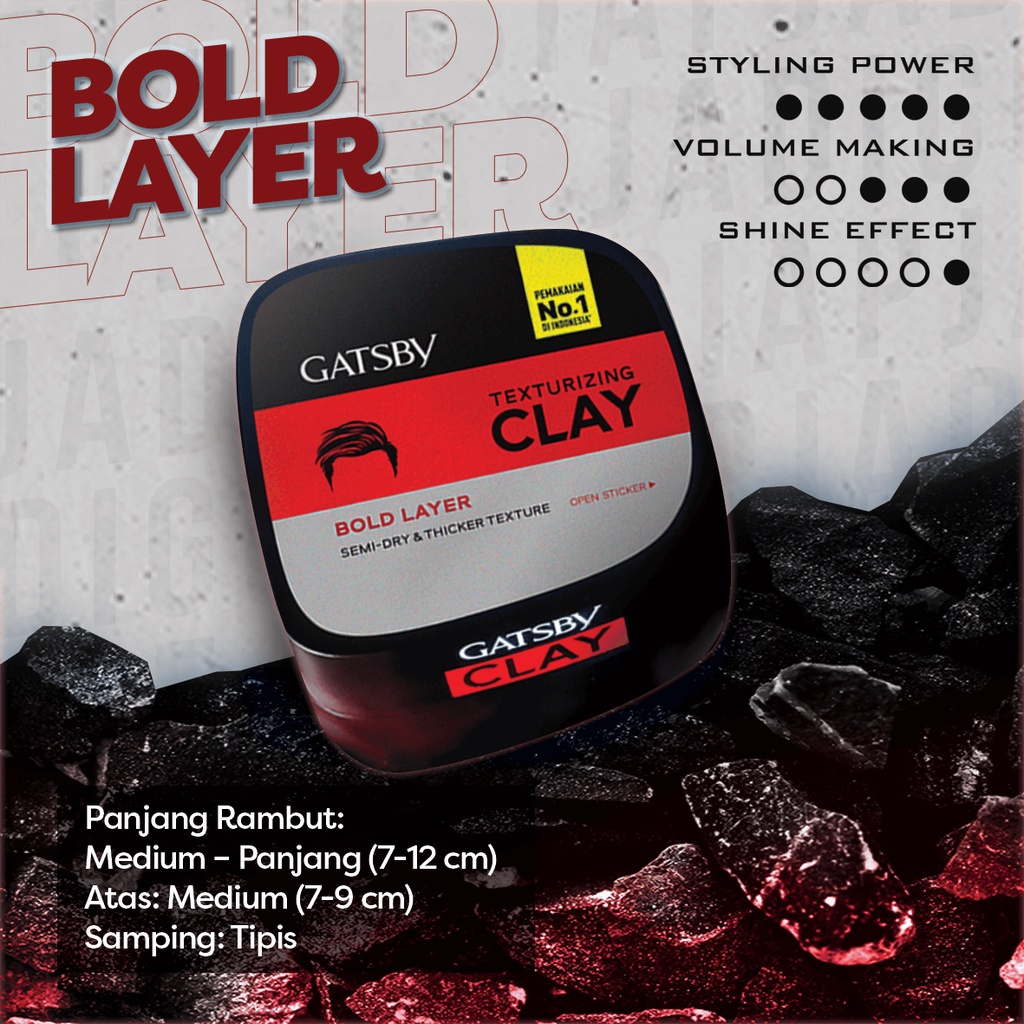 GATSBY Texturizing Clay Minyak Stylish Rambut Pria