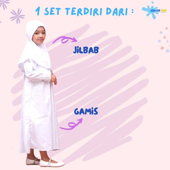 gamis putih adeeva usia 1-9 tahun gamis anak perempuan umur 1-9 tahun