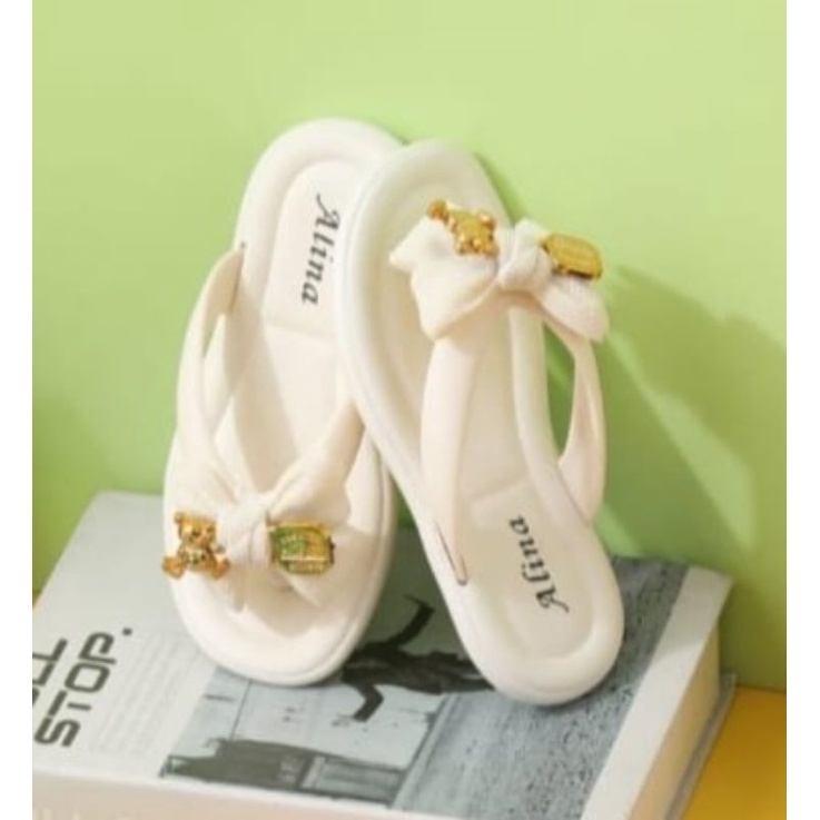 Sandal jepit anak perempuan Motif Pita Cantik sandal anak cewek import Kekinian nyaman Sandal jelly anak perempuan viral