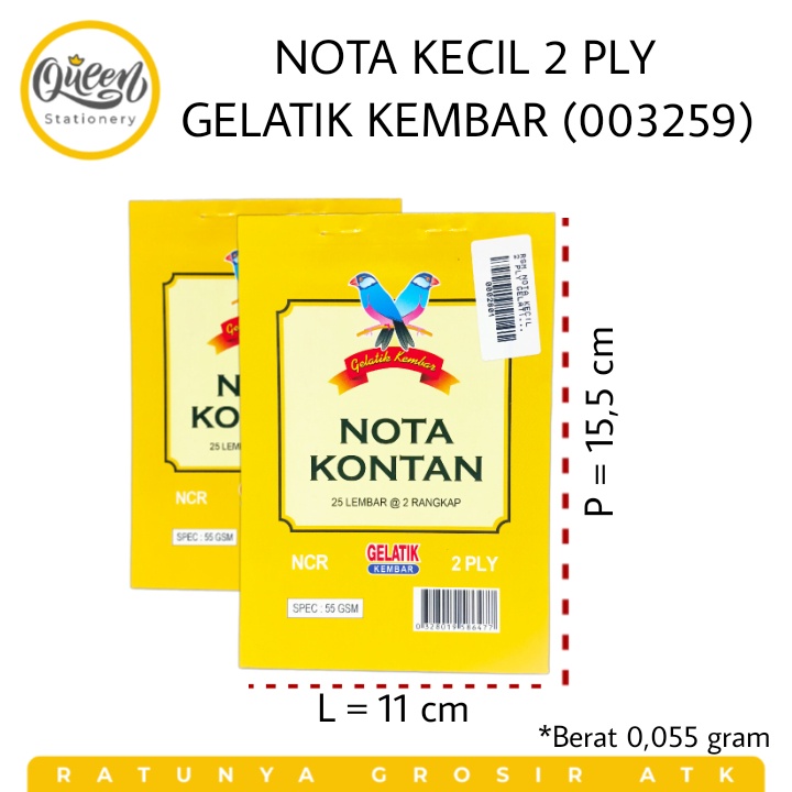 

1 PCS NOTA KECIL 2 PLY GELATIK KEMBAR (003259) - BUKU PEMBAYARAN KONTAN 2 RANGKAP