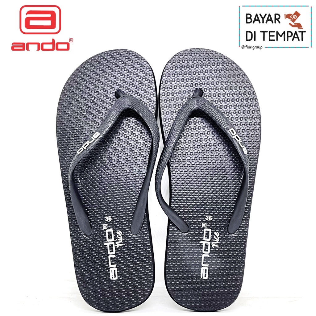 FIURI - ANDO ORIGINAL - NICE 37-40 HITAM - SANDAL JAPIT KARET POLOS WANITA - SANDAL CASUAL FASHION TRENDY ANAK PEREMPUAN - SENDAL JEPIT SANTAI PANTAI CEWEK MURAH PROMO DISKON