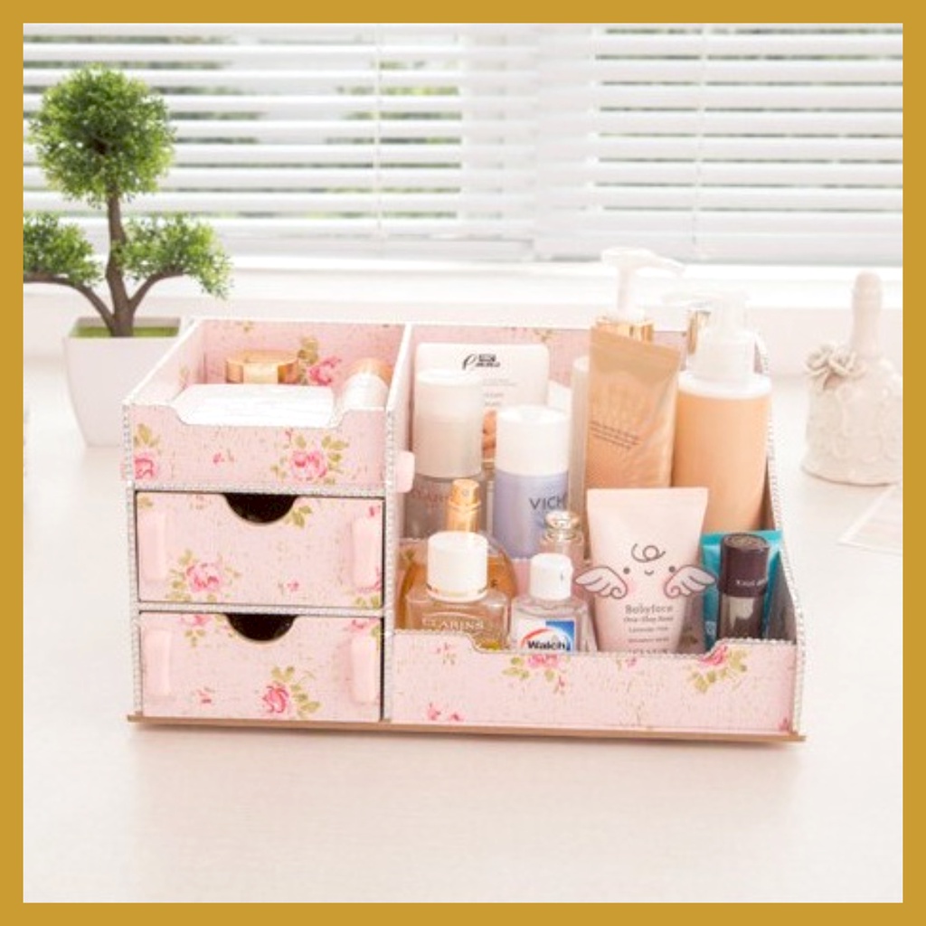 Rak Kosmetik Mini Bahan Kayu Tempat Cosmetic Storage Mini Rack Rak Tempat Makeup Serbaguna Rak Kosmetik Minimalis