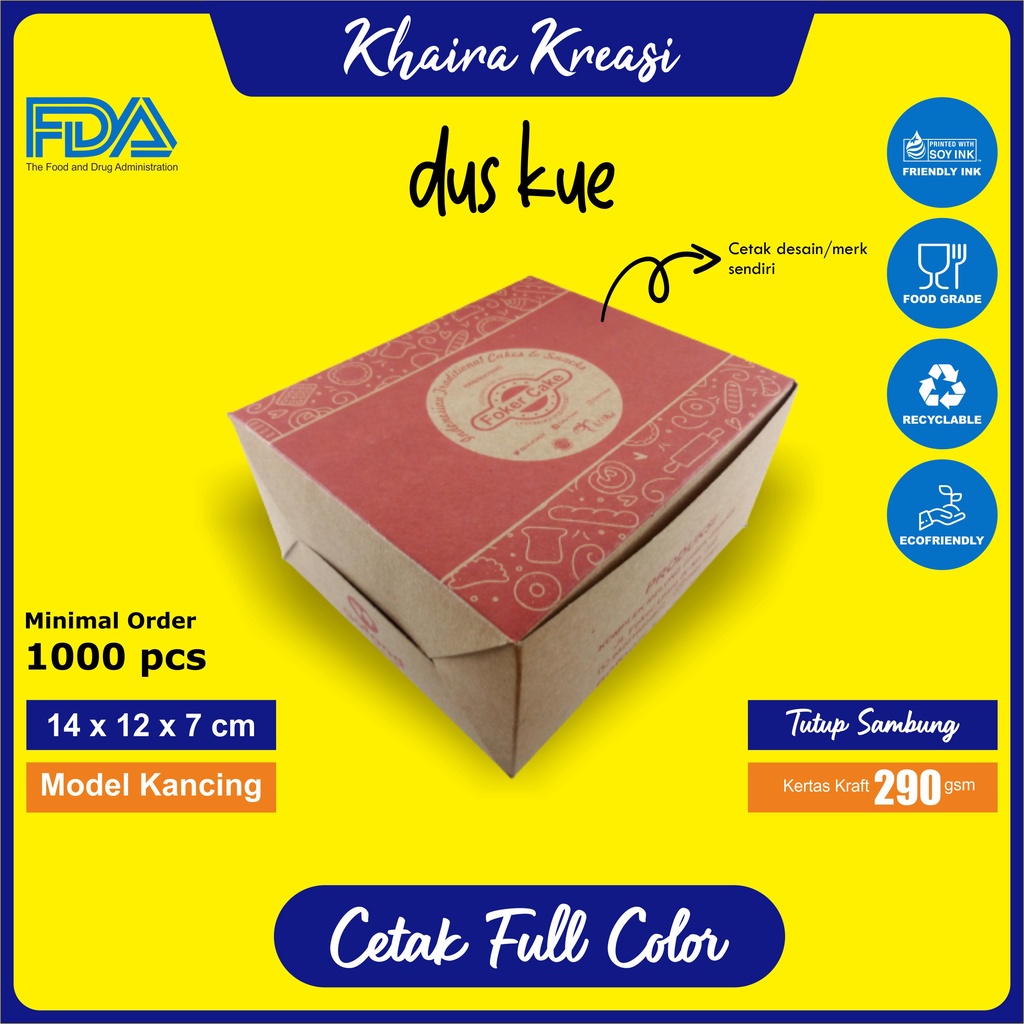 Jual Cetak Dus Kue Ukuran X X Cm Box Kue Kotak Kue Minimal Order Pcs Kertas