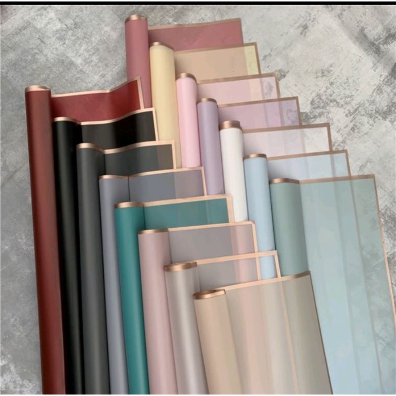 Kertas cellophane list gold kertas buket premium 58x58cm