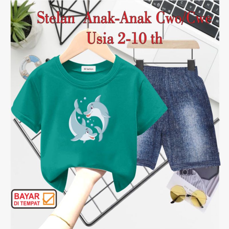 ((IB))SETELAN ANAK UNISEX SEMI JEANS/LUMBA2 DIGITAL SABLON