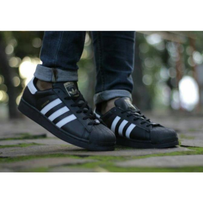 COD Sepatu Adidas Superstar Unisex Sepatu Sekolah Putih Hitam Polos