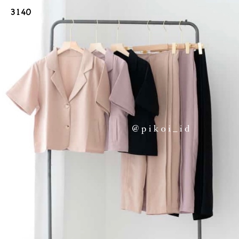 Set wanita celana panjang hitam / setelan blazer korea kekinian / 3140