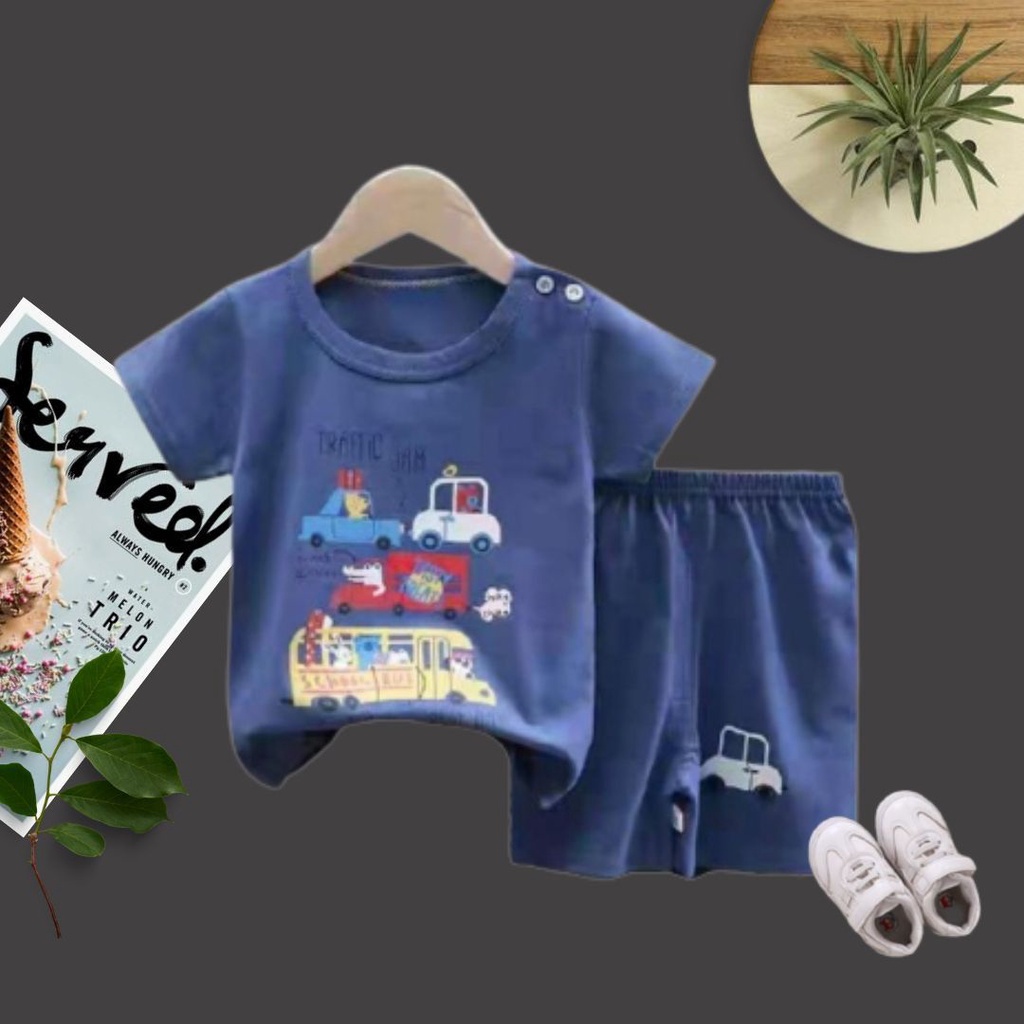 HappyOliver KIDS SUIT PENDEK H5 Setelan Anak Bahan Kaos Lengan + Celana Berkualitas Import ebv cowok NEW2