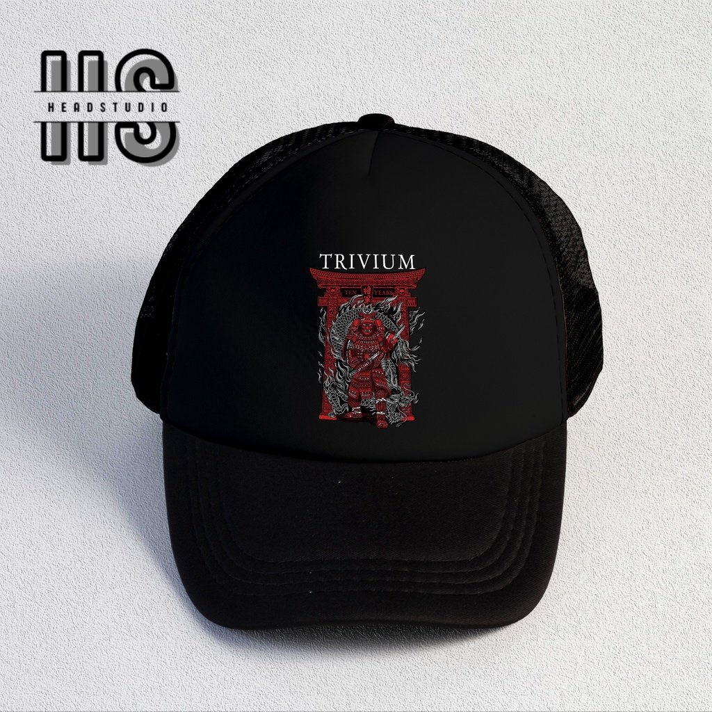 Trivium | Trucker Hat Best Seller | Topi Pria | Topi | Trucker | Topi Band | Baseball | Band | Topi Jaring | Topi Sablon | Head Studio