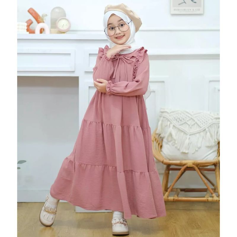 GAMIS ANAK TANGGUNG USIA 8-12 TAHUN DRESS KIDS BAHAN CRINKLE AIRFLOW PREMIUM/baju gamis anak/gamis anak perempuan/gamis anak terbaru/terlaris/fashion anak kekinian/dress kids viral/gamis viral/pakaian anak muslim/dress anak perempuan