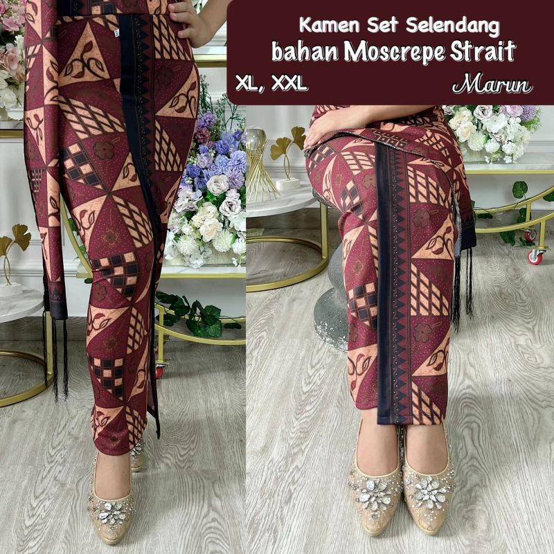 Setelan Rok Kamen dan Selendang motif Batik