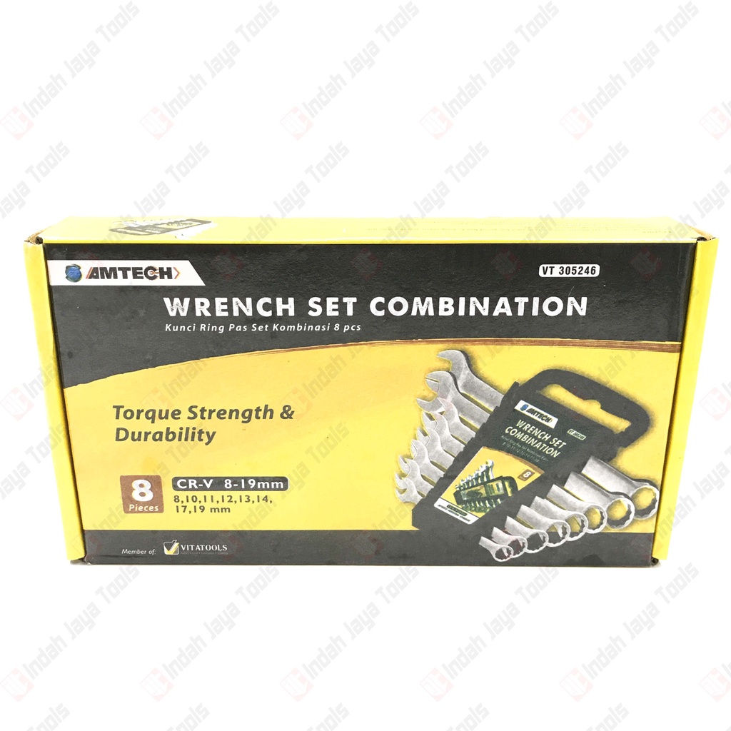 AMTECH VT305246 Kunci Ring Pas Set 8 PCS 8-19 mm Combination Wrench