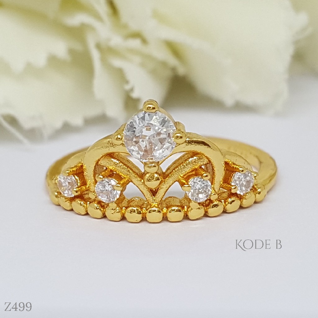 PGX Cincin Mahkota Xuping Wanita Lapis Emas Aksesoris Perhiasan Fashion Premium - Z499