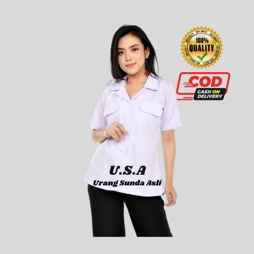 BAJU KEMEJA PUTIH WANITA DEWASA LENGAN PENDEK / KEMEJA WANITA PUTIH /PDH /ASN/PEMDA