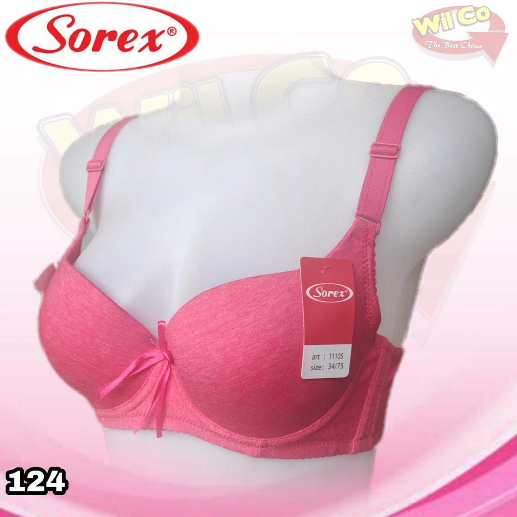 K124 - BRA/BH WANITA SOREX MELANGE BUSA TIPIS ADA KAWAT TIGA PENGAIT CUB B SIZE 34 - 40