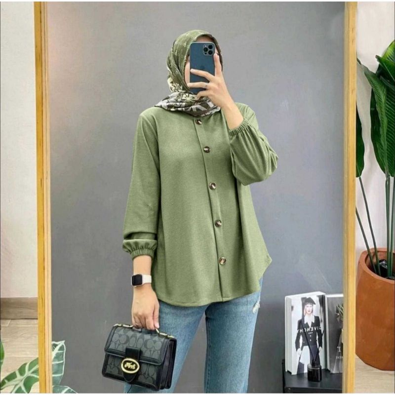 blouse crinkle atasan wanita polos basic