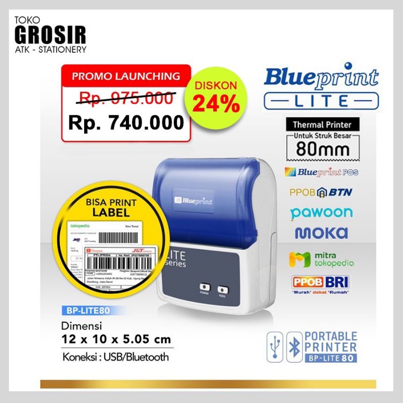 Printer Thermal Bluetooth Blueprint 80 mm Second (bekas pakai) Masih Seperti Baru