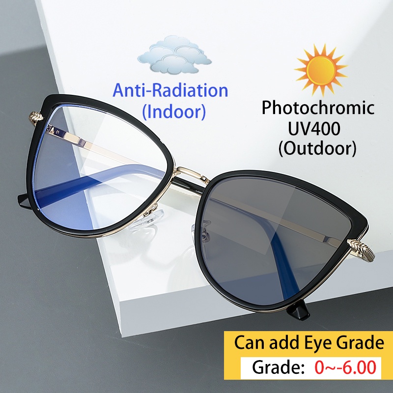 Kacamata Cat Eye Photochromic Anti Radiasi Untuk Wanita