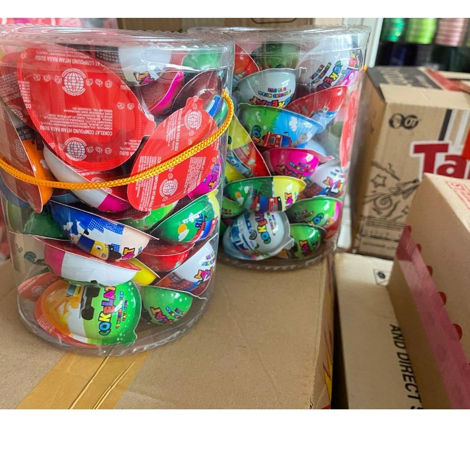 

FLASH SALE Cokelat Compound Bentuk Telur Setengah 1 Toples 60 pcs dlight snacks !!!