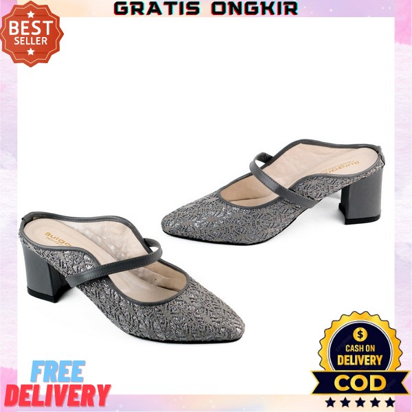 Sandal Sendal Fashion Pesta Selop Heels Hak Tahu Tinggi Kaca Jepit Wanita Mewah Hak Tahu Terbaru Kor