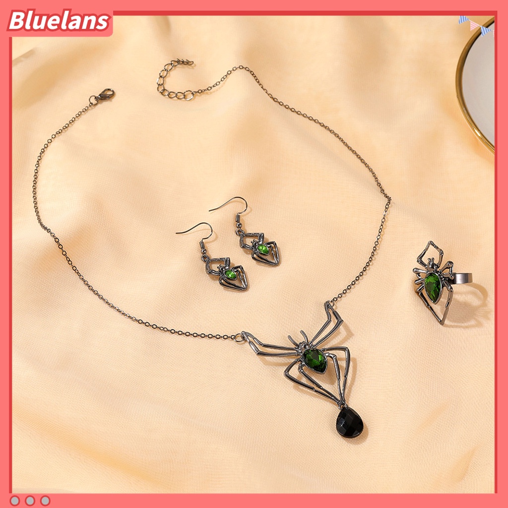 Bluelans Kalung Dan Anting Bentuk Laba-Laba Bahan Alloy Untuk Wanita