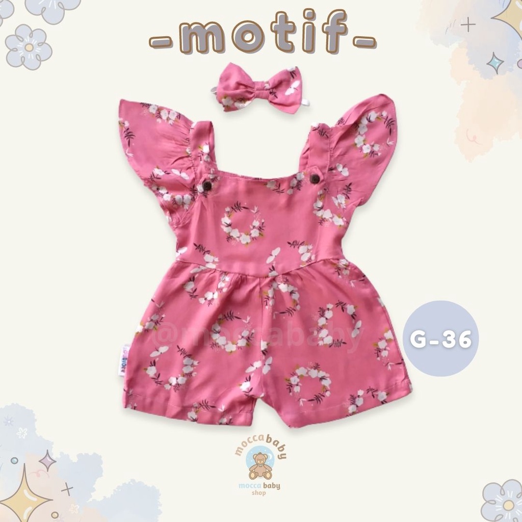 MBSS - BBB JUMPSUIT LAURA setelan anak perempuan jumper bayi motif bunga lucu free headband