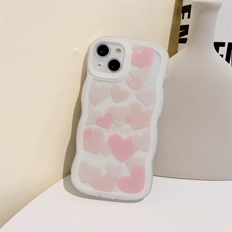 Casing Compatible For iPhone 14 13 12 11 Pro Max 8 7 Plus iPhone X Xr XS Max iPhone 8 Plus 7 Plus SE 2020 Shockproof Heart of Love Corrugated Silicone Soft Case Frame Camera Lens Protection Shockproof Phone Case