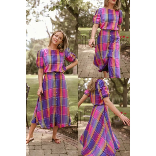 Ann Tayl*r plaid midi skirt