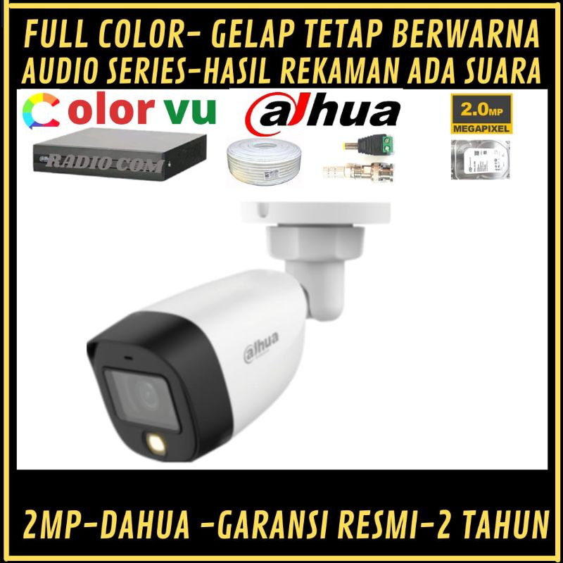 PAKET CCTV DAHUA 2MP FULL COLOR 4 CHANNEL 1 KAMERA AUDIO SERIES COLORVU
