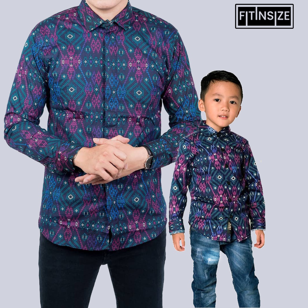 BATIK COUPLE AYAH DAN ANAK SLIMFIT KATUN STRETCH CASUAL/FORMAL BATIK COUPLE BANYAK DICARI MOTIF SALJU