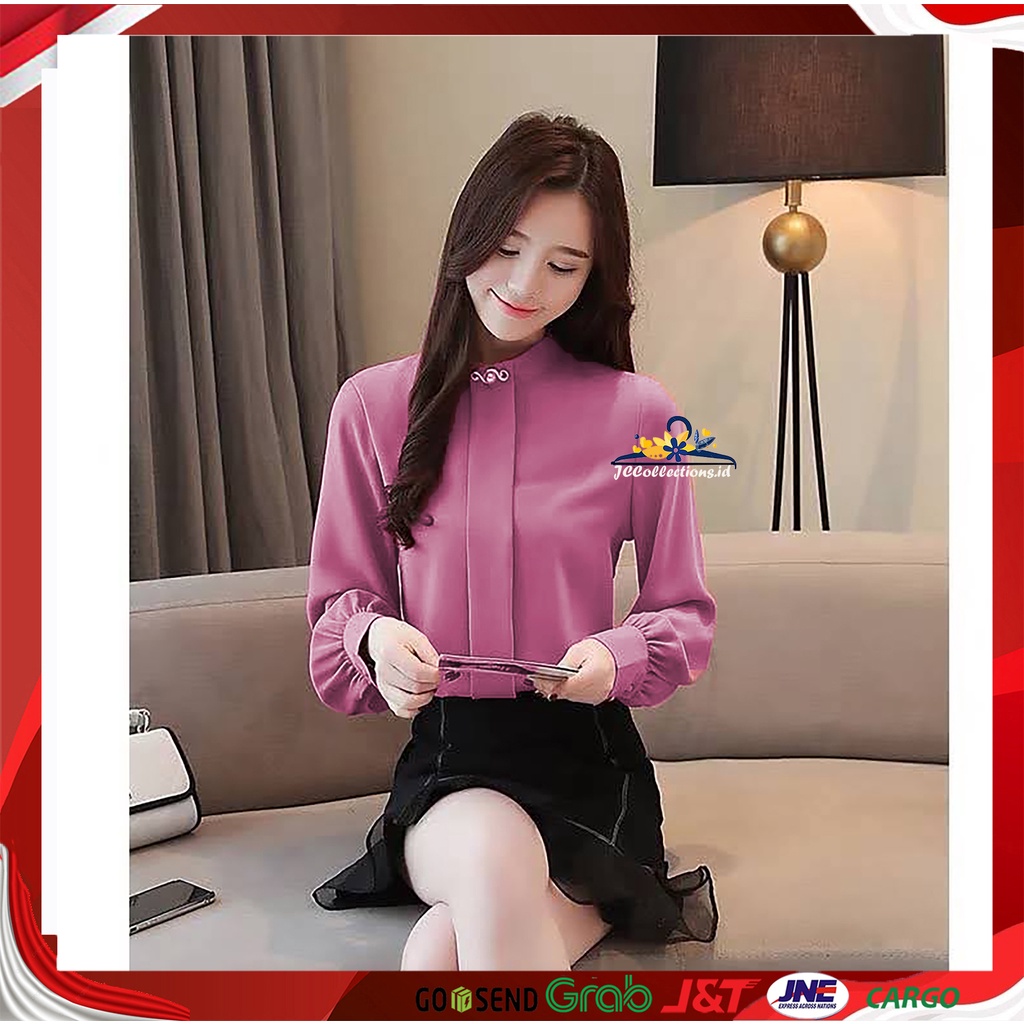 Blouse Wanita Korea Lengan Panjang Variasi Bross - JCCollections