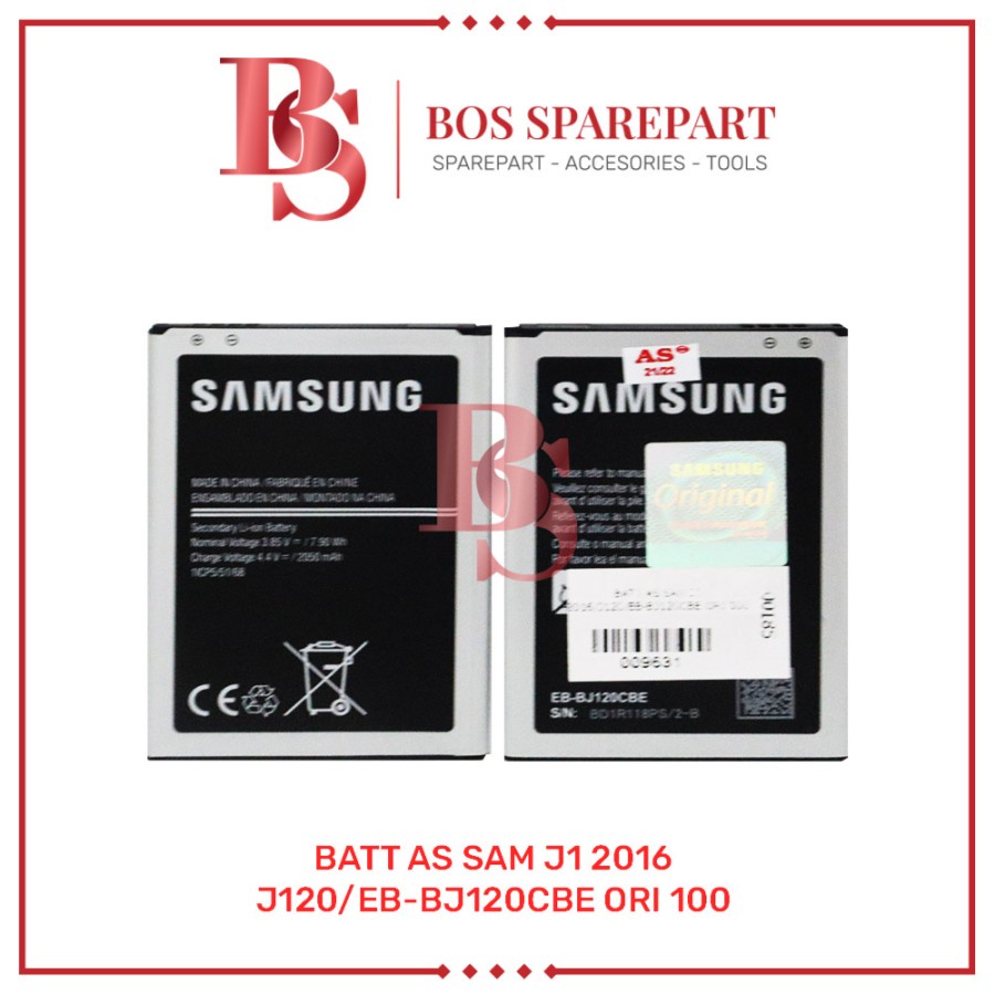 BATTERY AS SAMSUNG J1 2016 / J120 / EB-BJ120CBE ORI 100 / BATERAI / BATRE