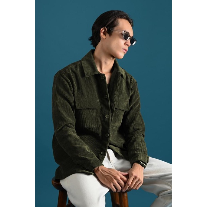 JAKET PREPP STUDIO CORDUROY OVERSHIRT JACKET ARMY