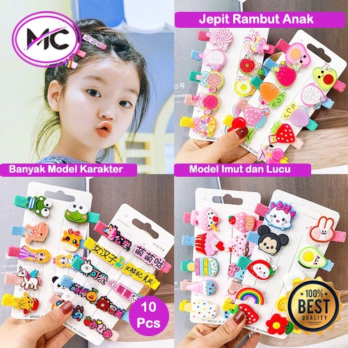 Jepitan Rambut Anak Perempuan Lucu Jepit Rambut Set 10 Pcs Karakter Motif Kartun Imut Murah