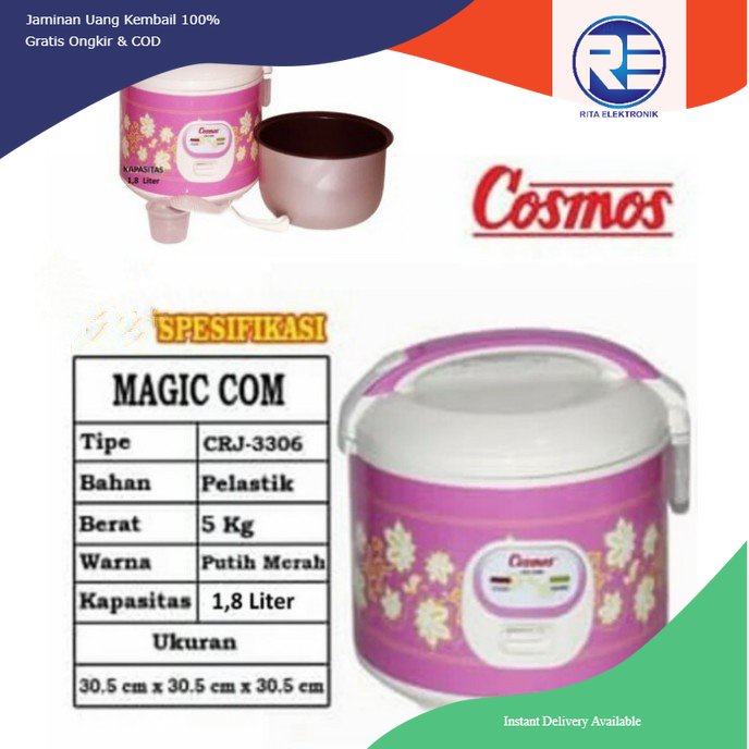 Magic Com Cosmos CRJ 3306 Dan CRJ 3305 1.8 Liter Non Stick / Anti Lengket