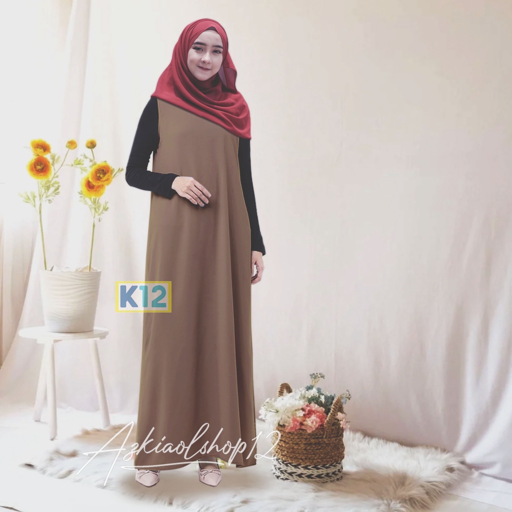 (BISA COD) INNER DRESS PANJANG DALAMAN ABAYA / INNER ABAYA POLOS TANPA LENGAN