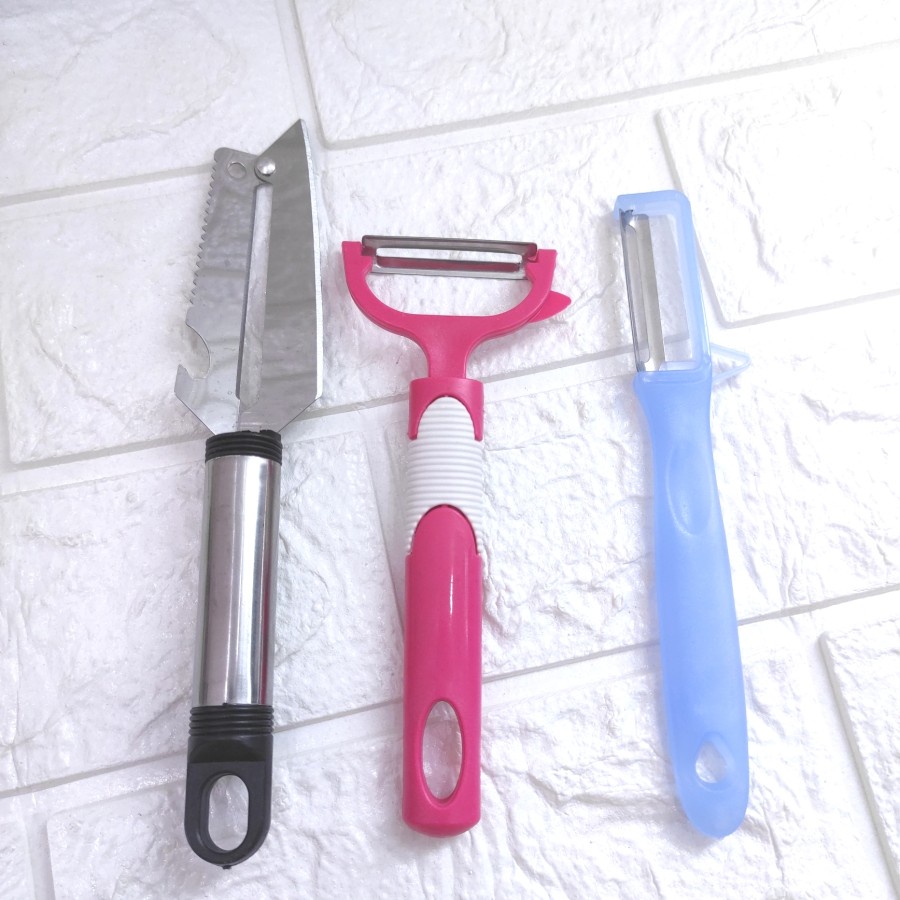 Peeler Pengupas Buah Sayuran Plastik Stainless Pisau Kupas Piler