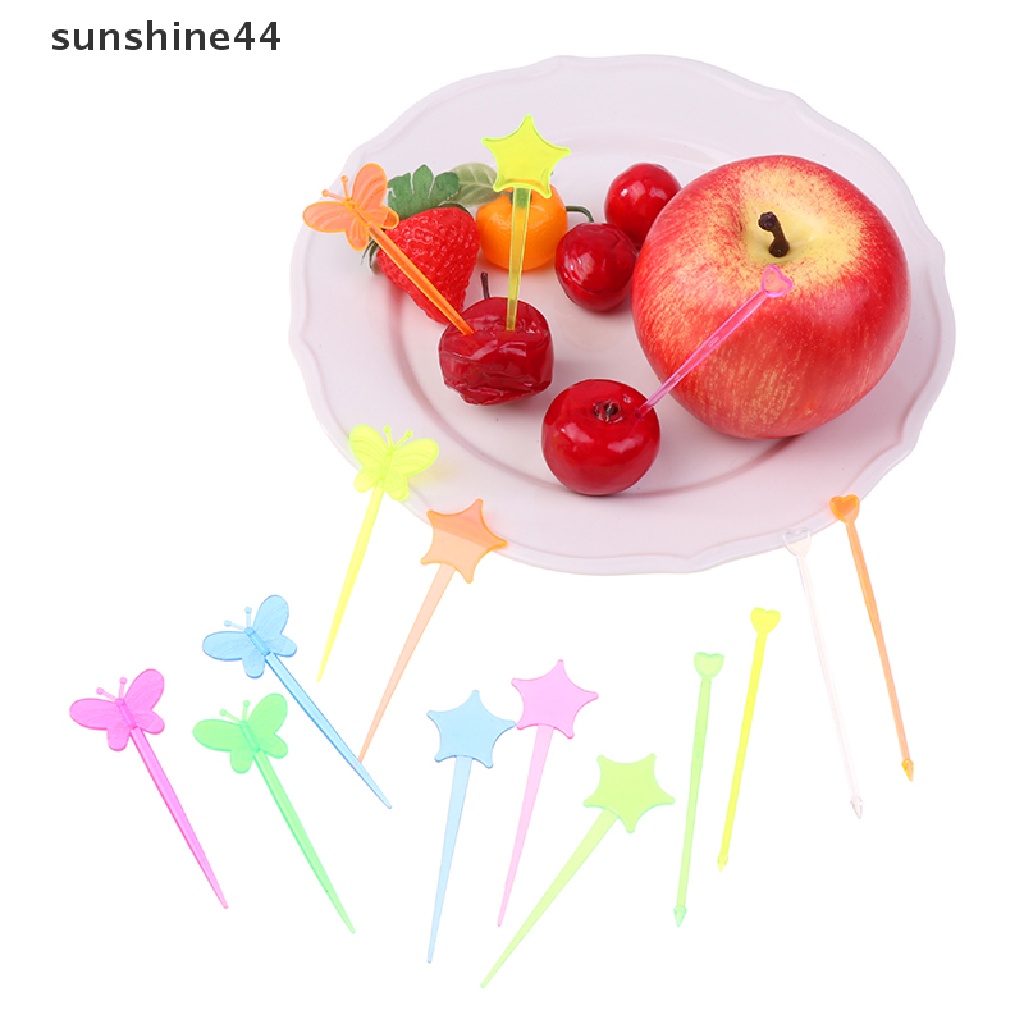 Sunshine 1 Set Garpu Buah / Dessert / Kue / Snack Bentuk Kupu-Kupu Untuk Dekorasi Bento