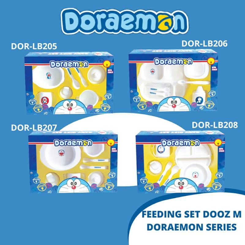 Lusty bunny Feeding Set Doraemon Series Giftset Hadiah Perlengkapan Makanan Bayi Anak